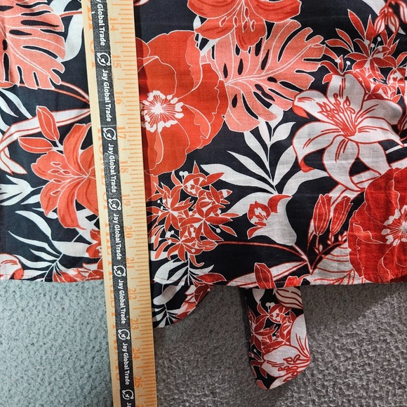 Lafayette 148‎ Shirt Top Women Size 8 Button Up Floral Red Black White Cotton - Picture 10 of 12